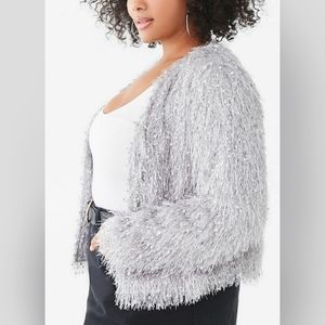 Silver shaggy fringe jacket